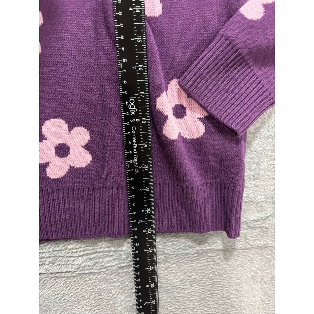 Berkley Jensen Sweater Women Small Floral Crewneck Purple Pink Knit - Picture 6 of 9